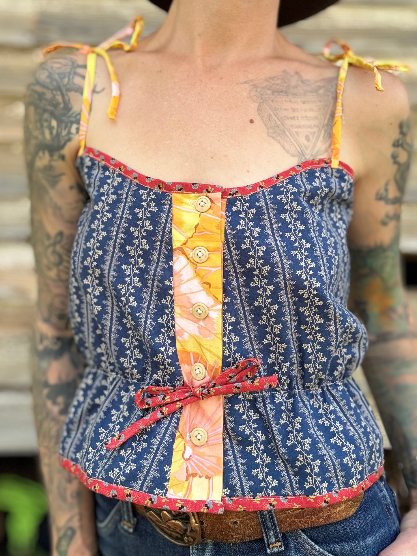 Mountain Artisan Quilted Camisole in Calico Blue / Yellow / Red