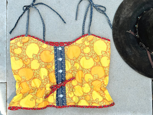 Mountain Artisan Quilted Camisole in Thistle Yellow / Calico / Pink