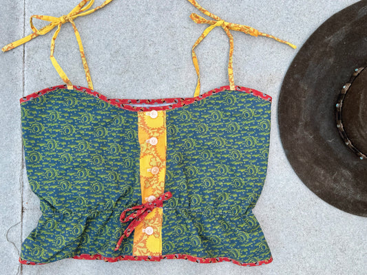 Mountain Artisan Quilted Camisole in Crescent Blue / Yellow / Red