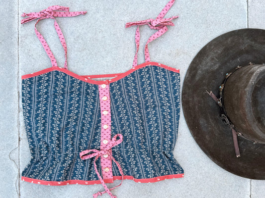 Mountain Artisan Quilted Camisole in Calico Blue / Pink / Red