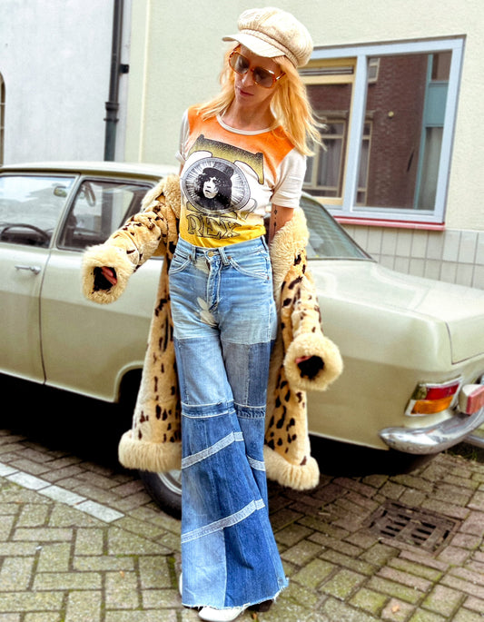 T Rex Glitter on Vintage Sunburst Tee