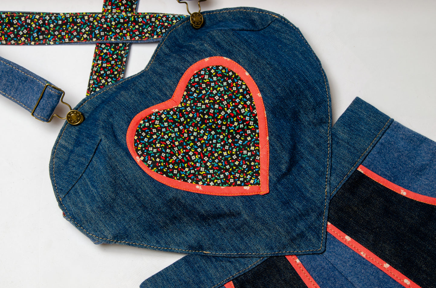 Queen of Hearts Patchwork Vintage Denim Jumpsuit