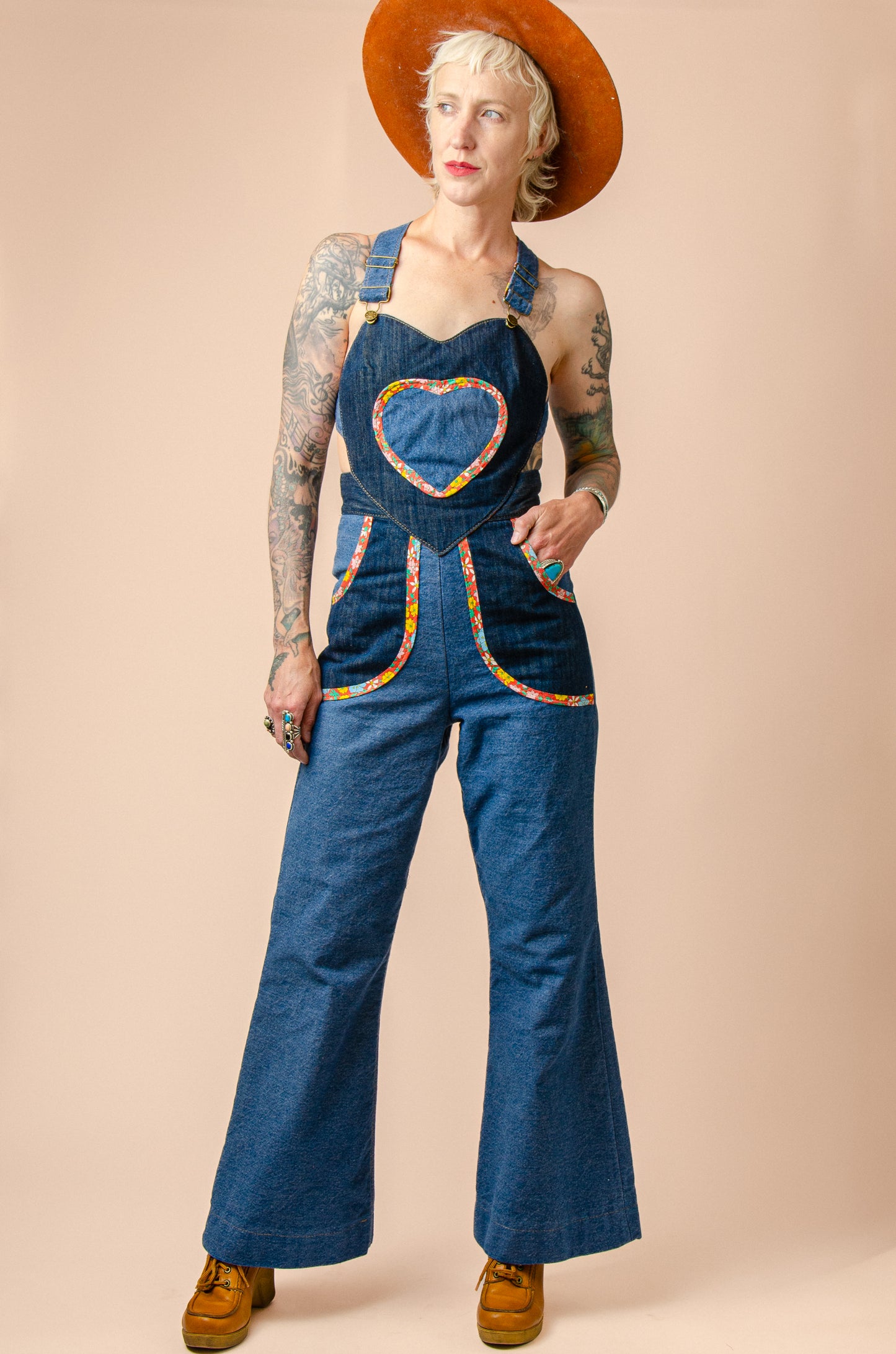 Rodeo Sweetheart Patchwork Vintage Denim Jumpsuit