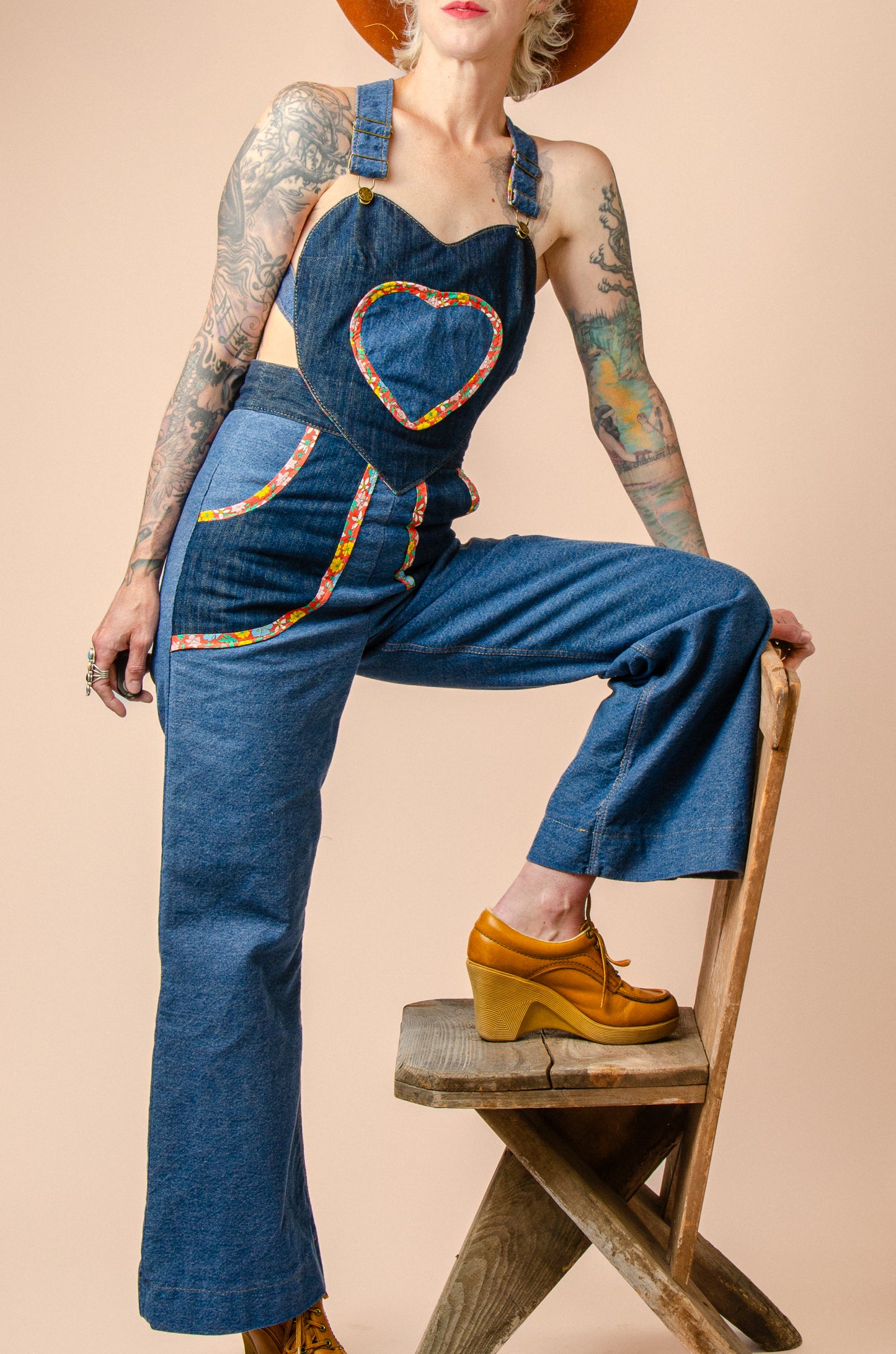 Rodeo Sweetheart Patchwork Vintage Denim Jumpsuit