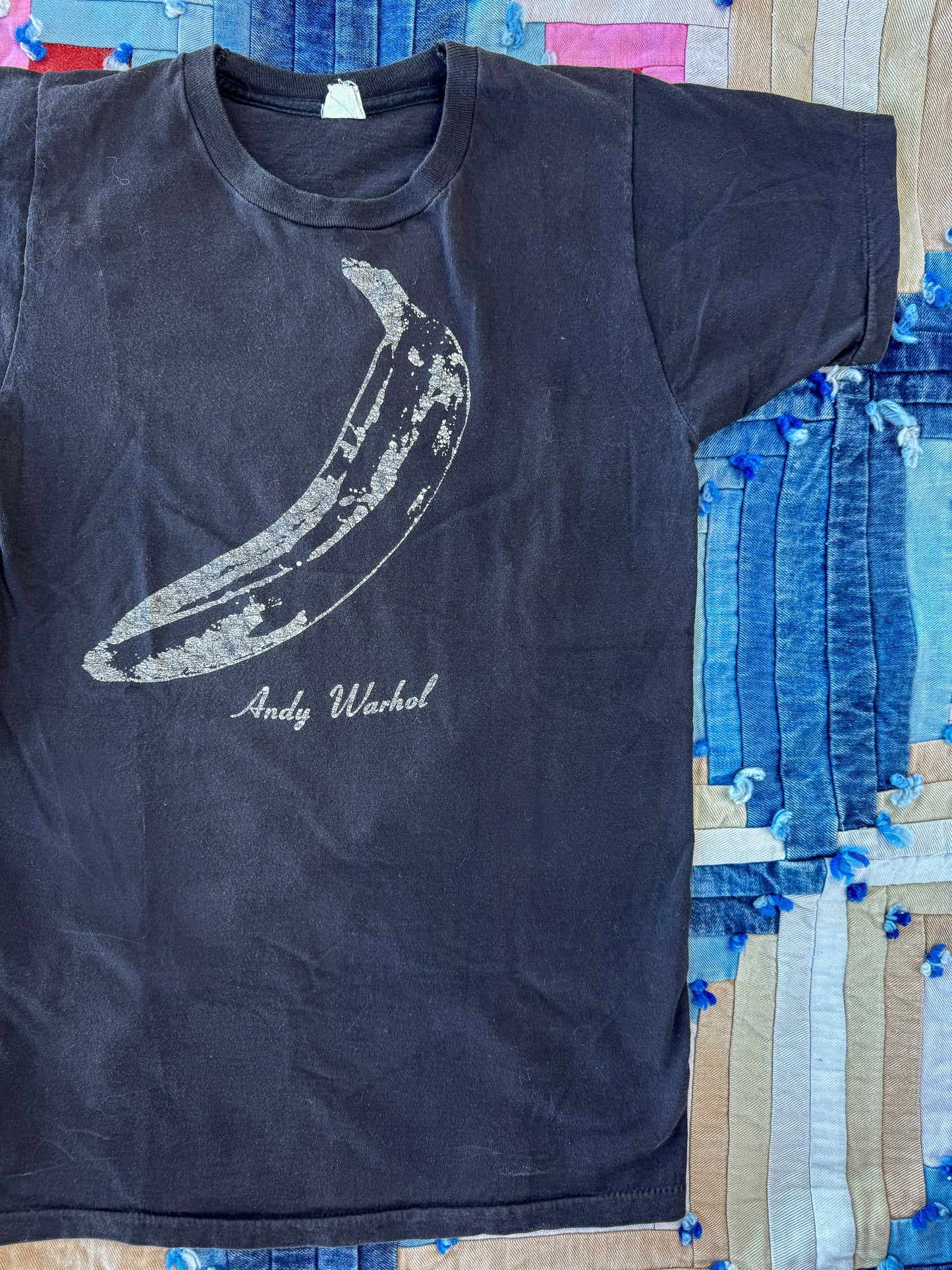 1970s Andy Warhol Banana Pop Art Black Cotton T Shirt