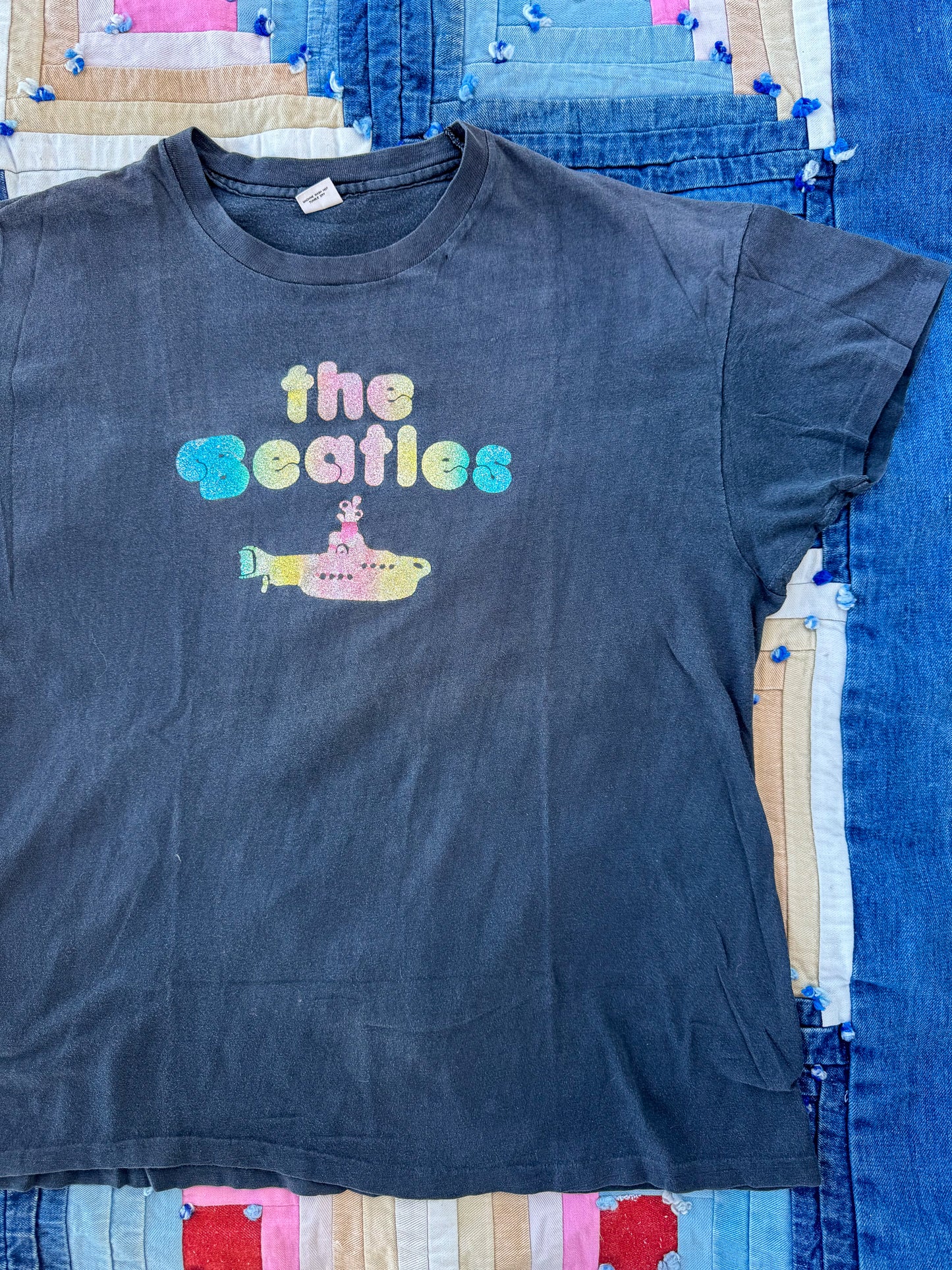 1980s Beatles Yellow Submarine Black Cotton Rock T Shirt