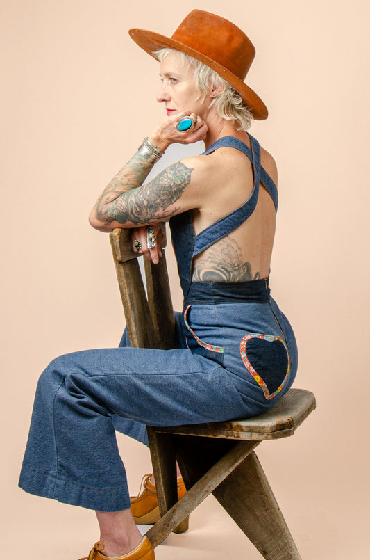 Rodeo Sweetheart Patchwork Vintage Denim Jumpsuit