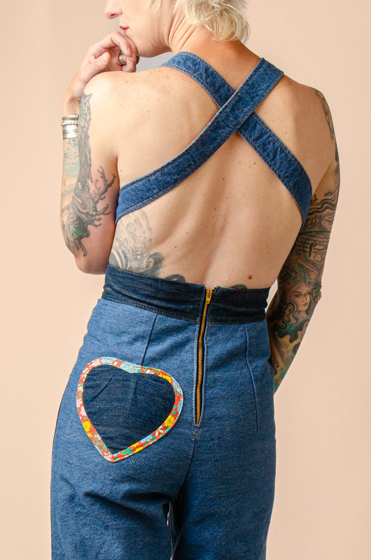 Rodeo Sweetheart Patchwork Vintage Denim Jumpsuit