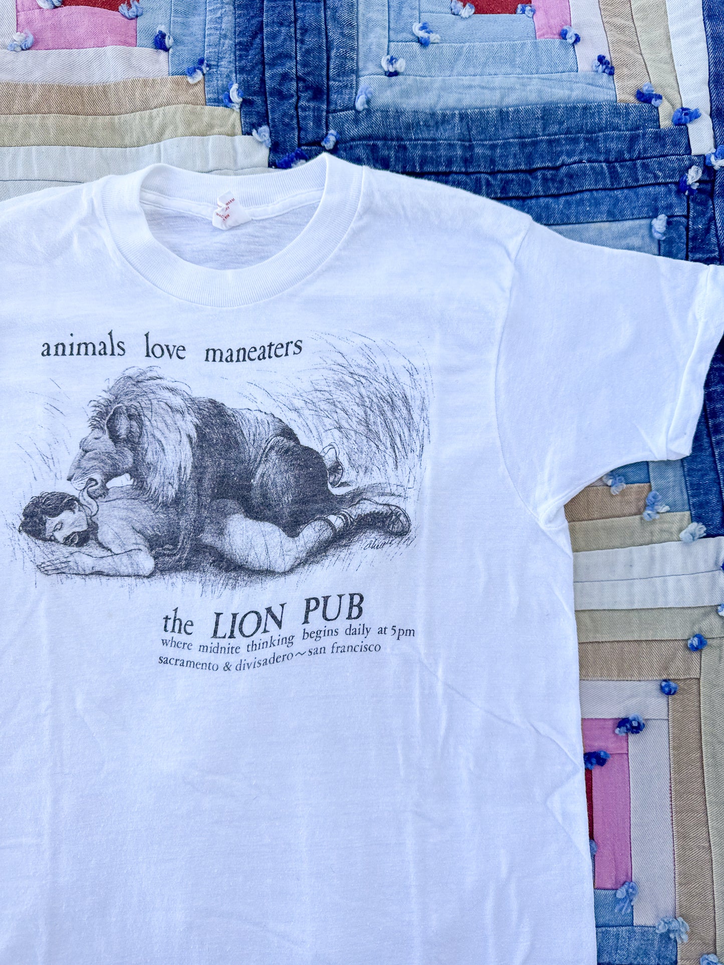 1970s Gay Bar Tee San Francisco The Lion Pub Iconic Bar White Cotton T Shirt
