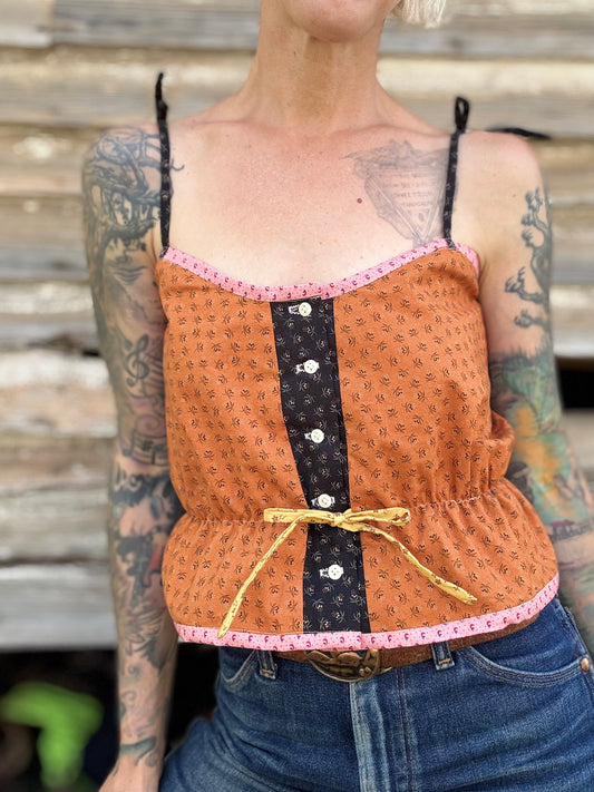 Mountain Artisan Quilted Camisole in Orange / Black / Pink