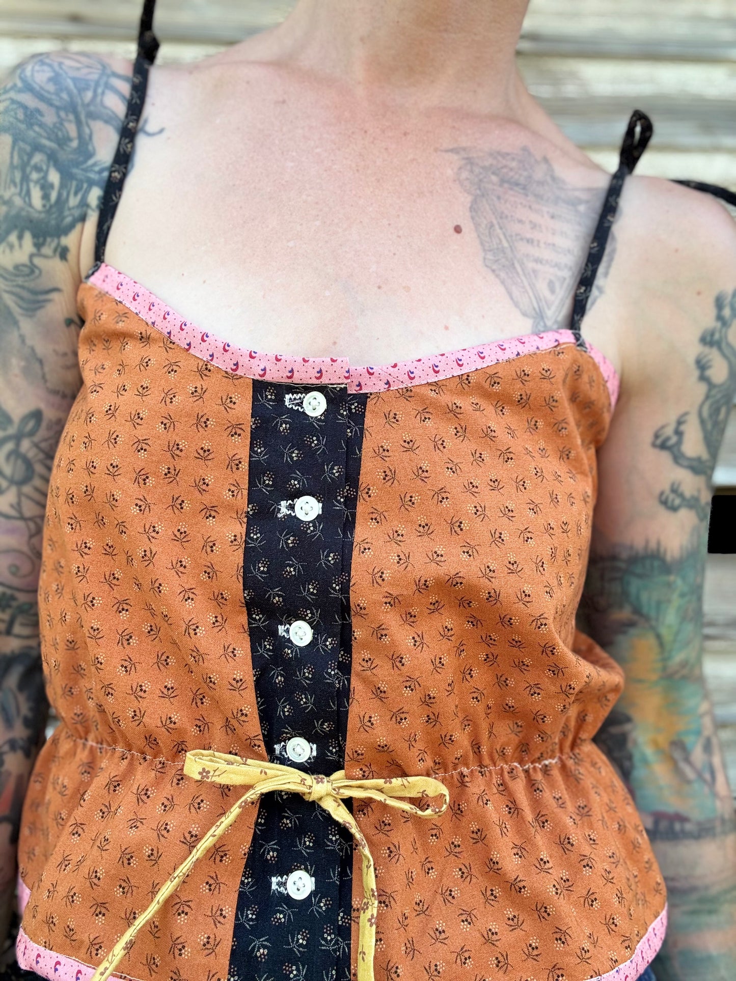 Mountain Artisan Quilted Camisole in Orange / Black / Pink