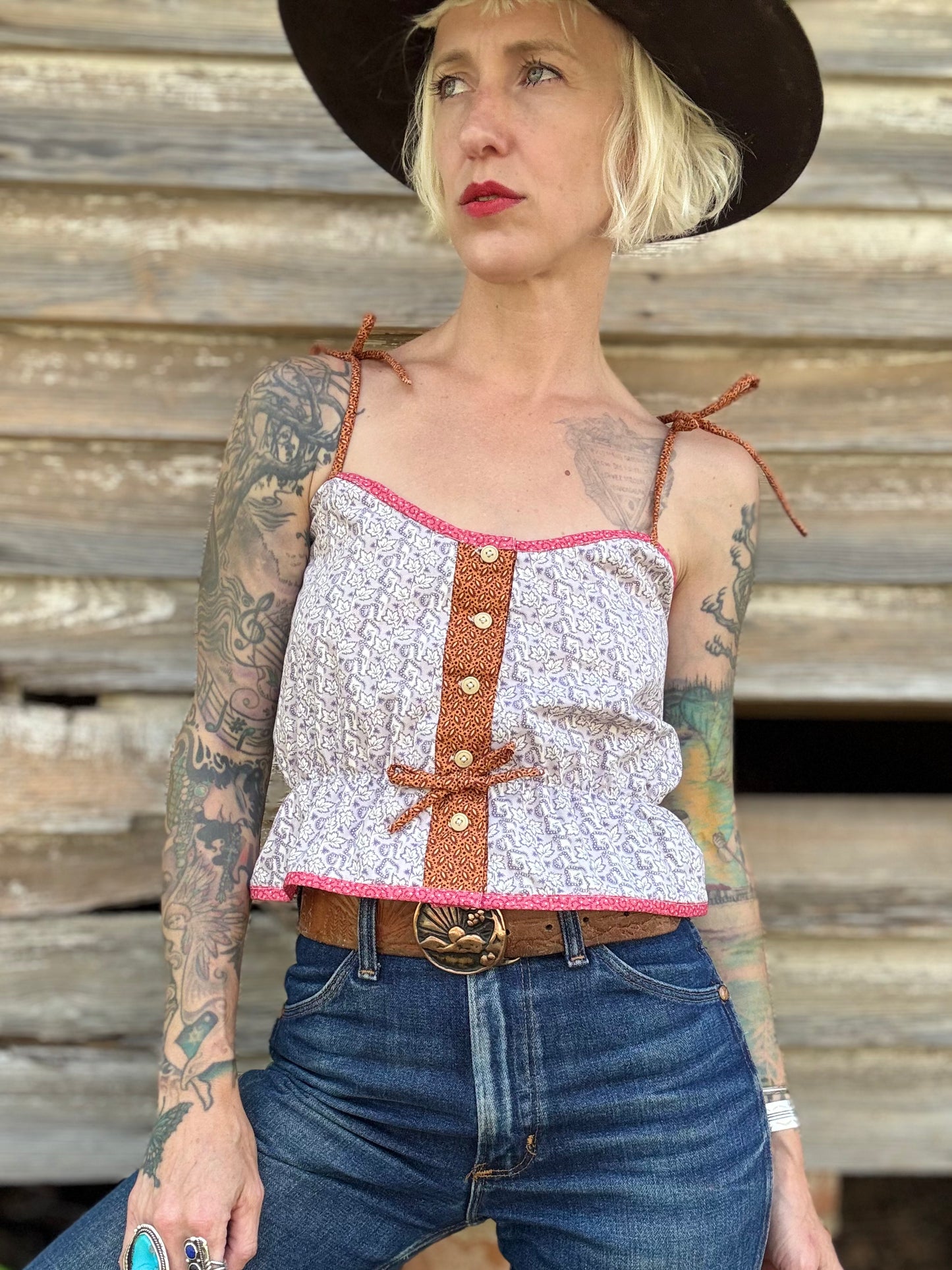 Mountain Artisan Quilted Camisole in Violet / Orange / Pink