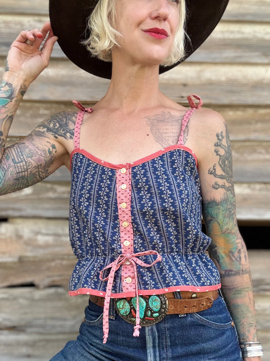 Mountain Artisan Quilted Camisole in Calico Blue / Pink / Red