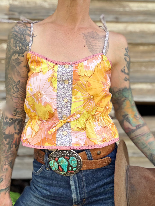 Mountain Artisan Quilted Camisole in Poppy Yellow / Violet / Pink
