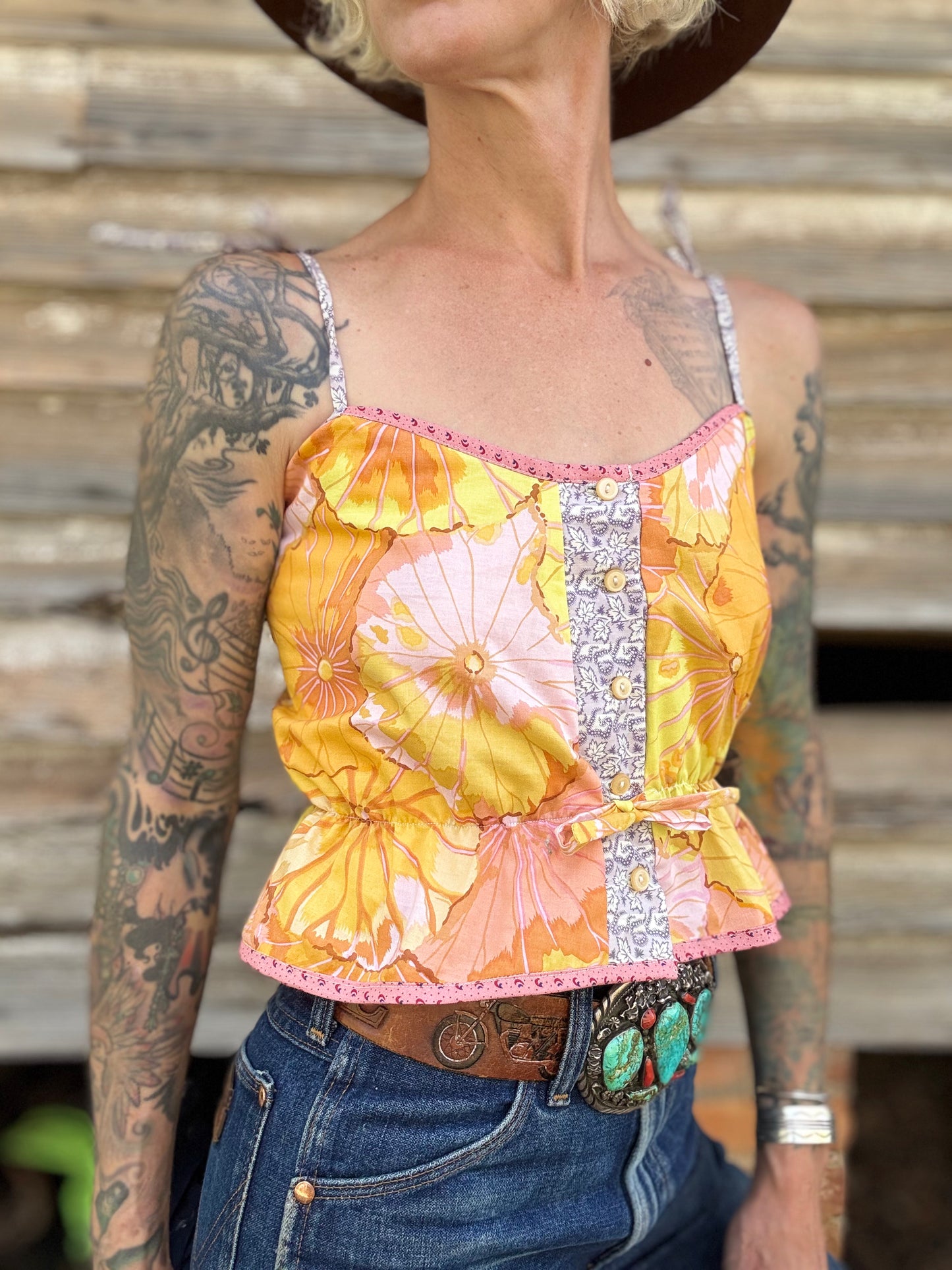 Mountain Artisan Quilted Camisole in Poppy Yellow / Violet / Pink