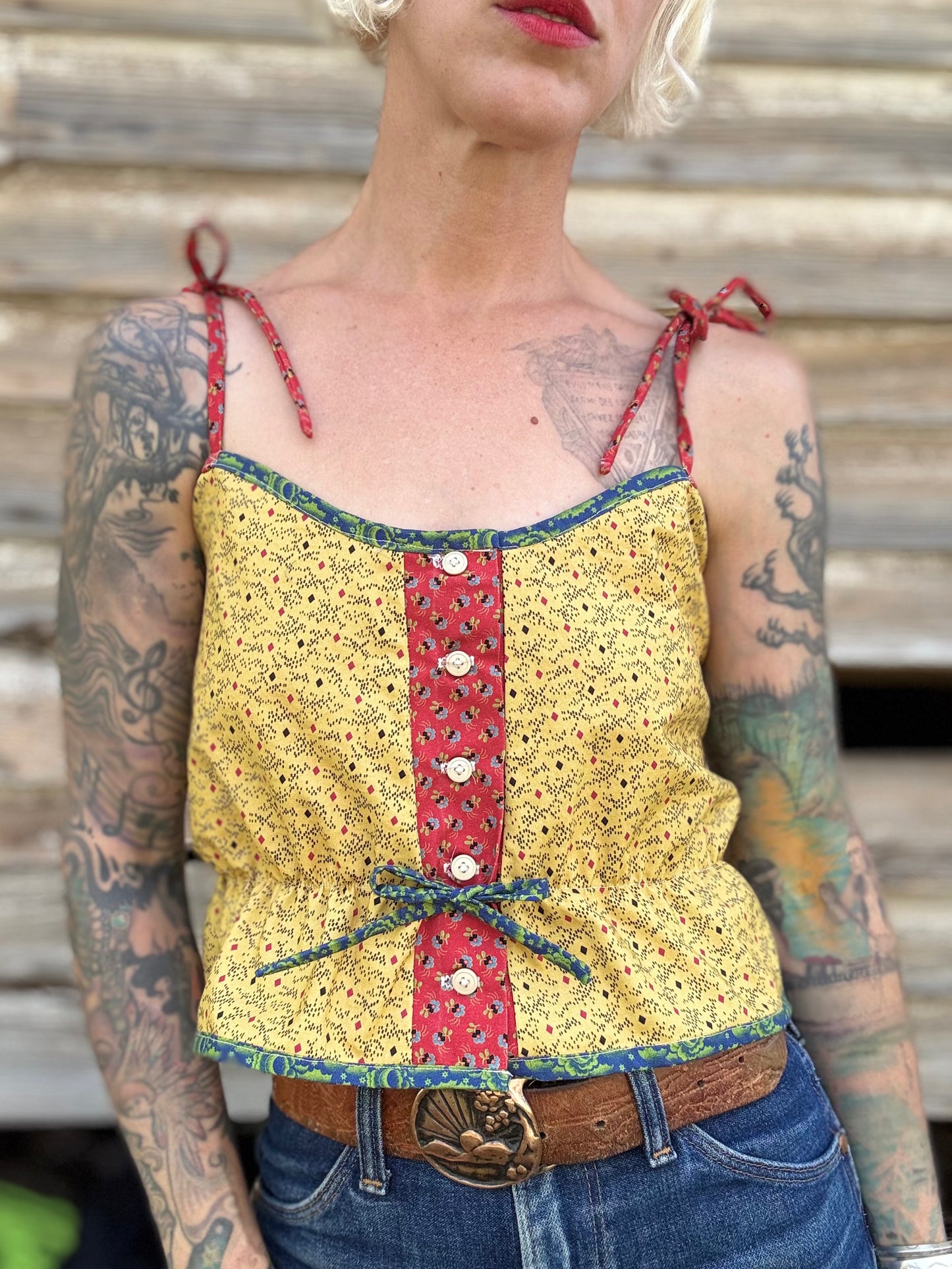 Mountain Artisan Quilted Camisole in Yellow / Red / Green