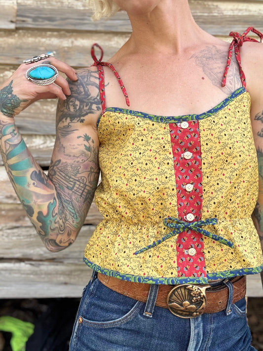 Mountain Artisan Quilted Camisole in Yellow / Red / Green