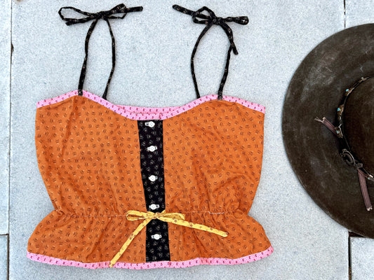 Mountain Artisan Quilted Camisole in Orange / Black / Pink