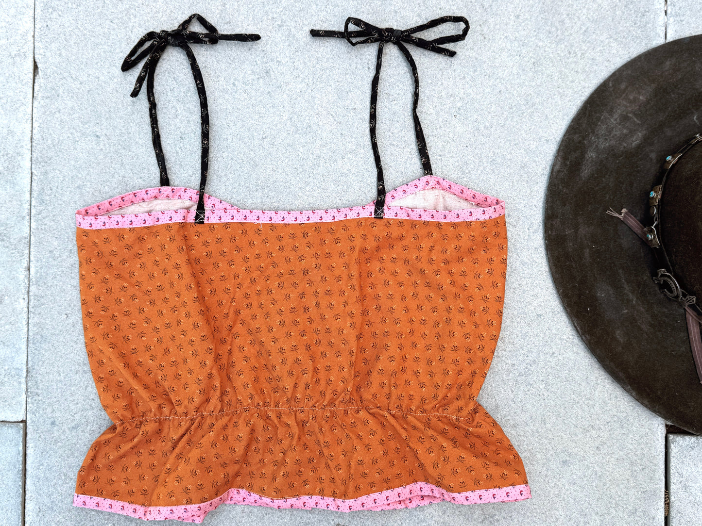 Mountain Artisan Quilted Camisole in Orange / Black / Pink