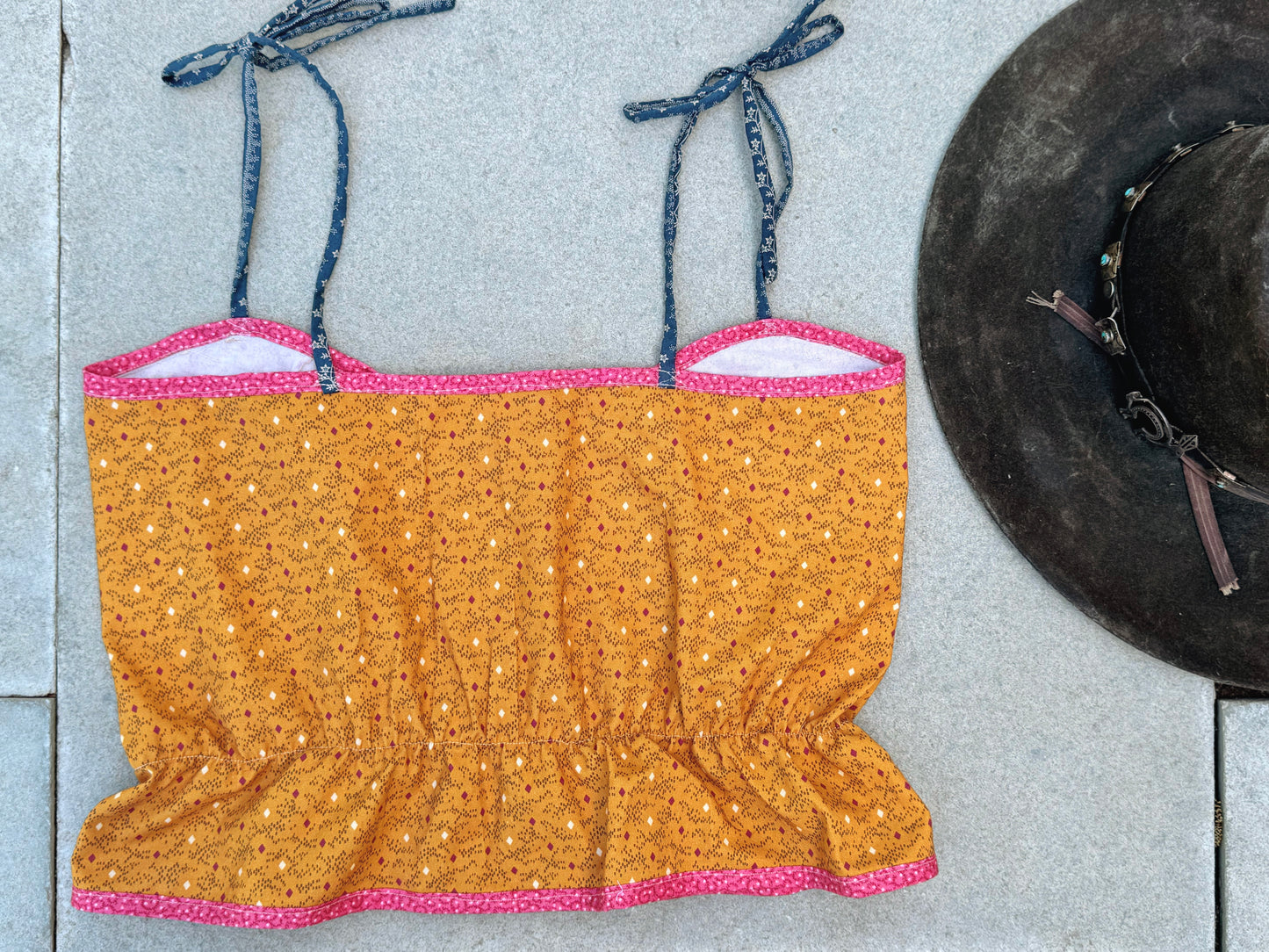 Mountain Artisan Quilted Camisole in Gold / Calico / Pink