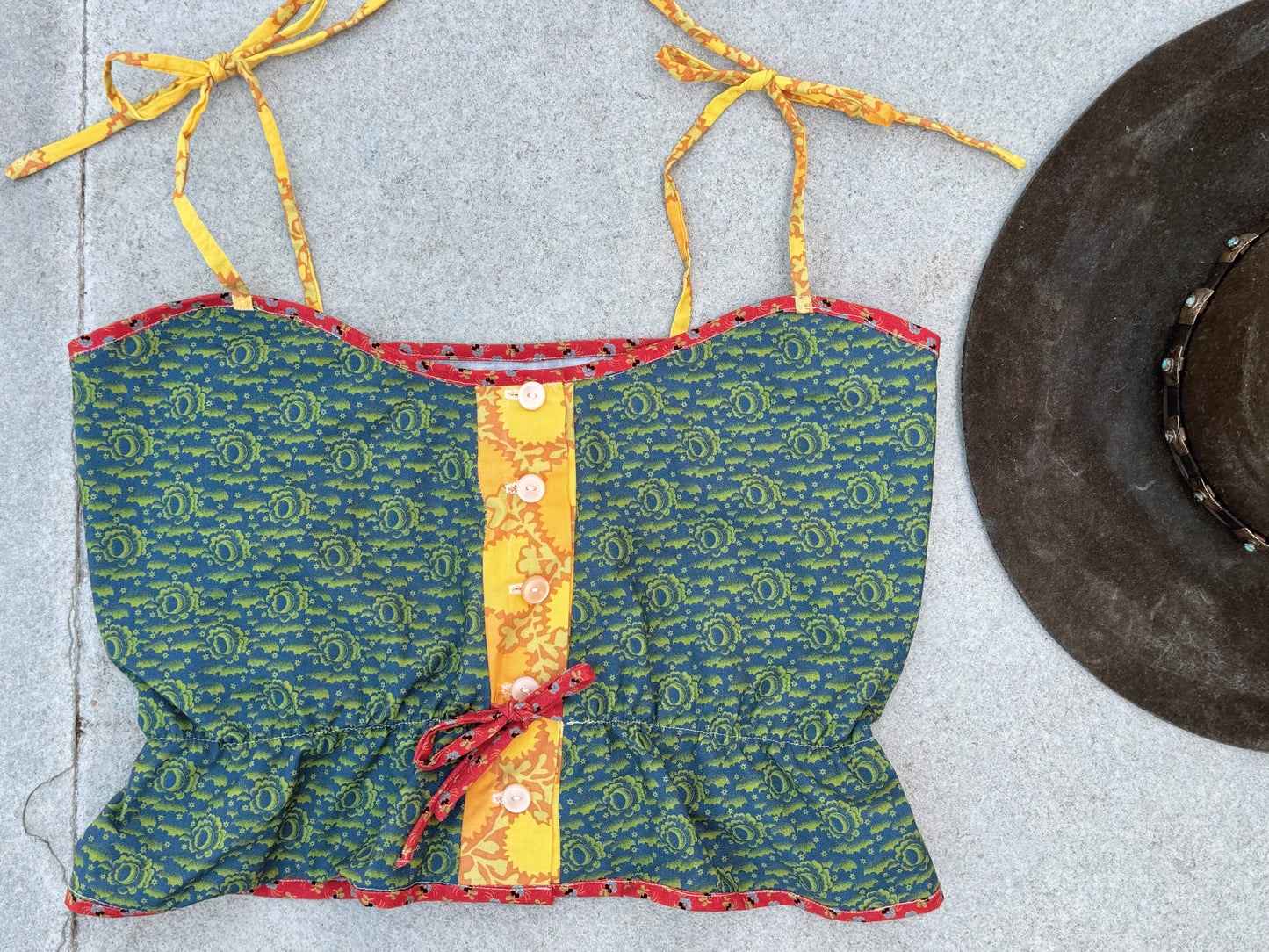 Mountain Artisan Quilted Camisole in Crescent Blue / Yellow / Red