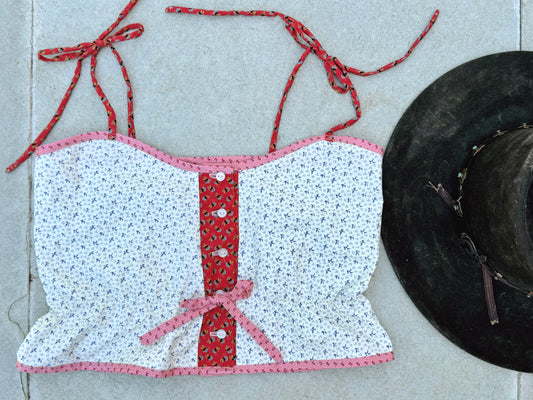 Mountain Artisan Quilted Camisole in White / Pink / Red