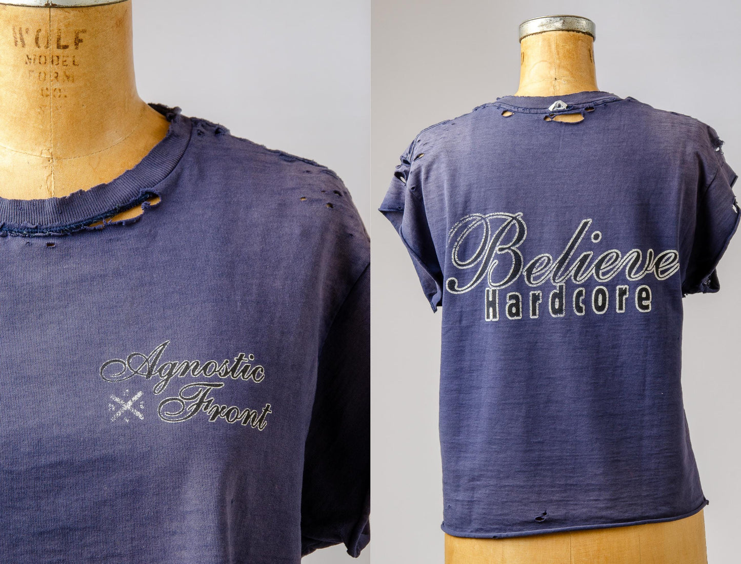 90s Agnostic Front Believe Hardcore Thrashed Punk T Shirt