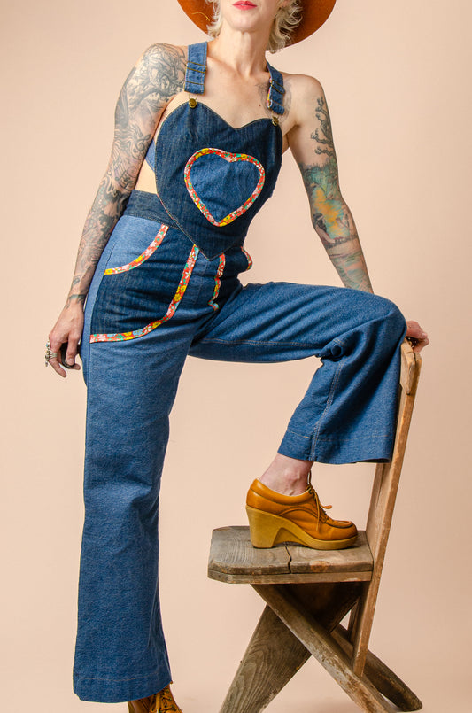 Rodeo Sweetheart Patchwork Vintage Denim Jumpsuit