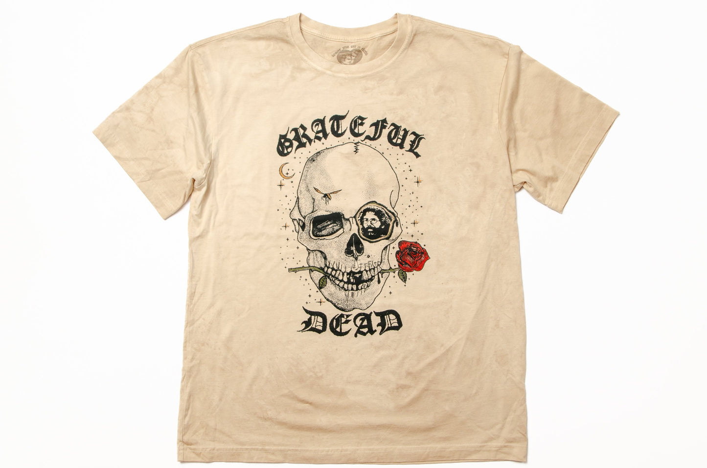 Grateful Dead Jerry Skull Mens on Dirty Cotton Tee