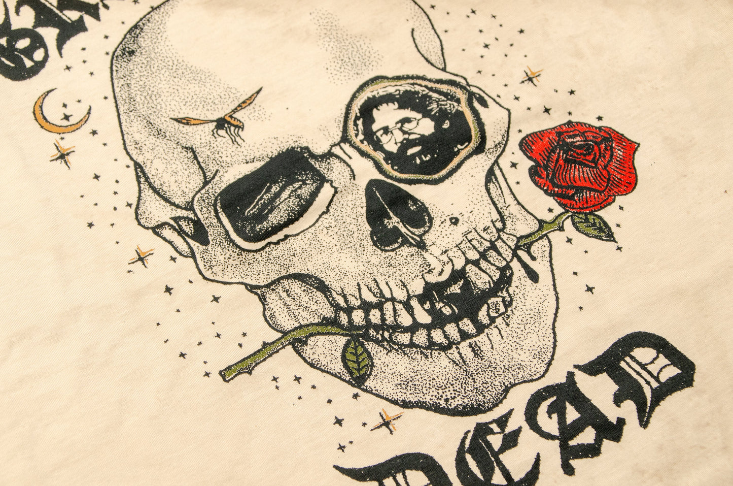 Grateful Dead Jerry Skull Mens on Dirty Cotton Tee